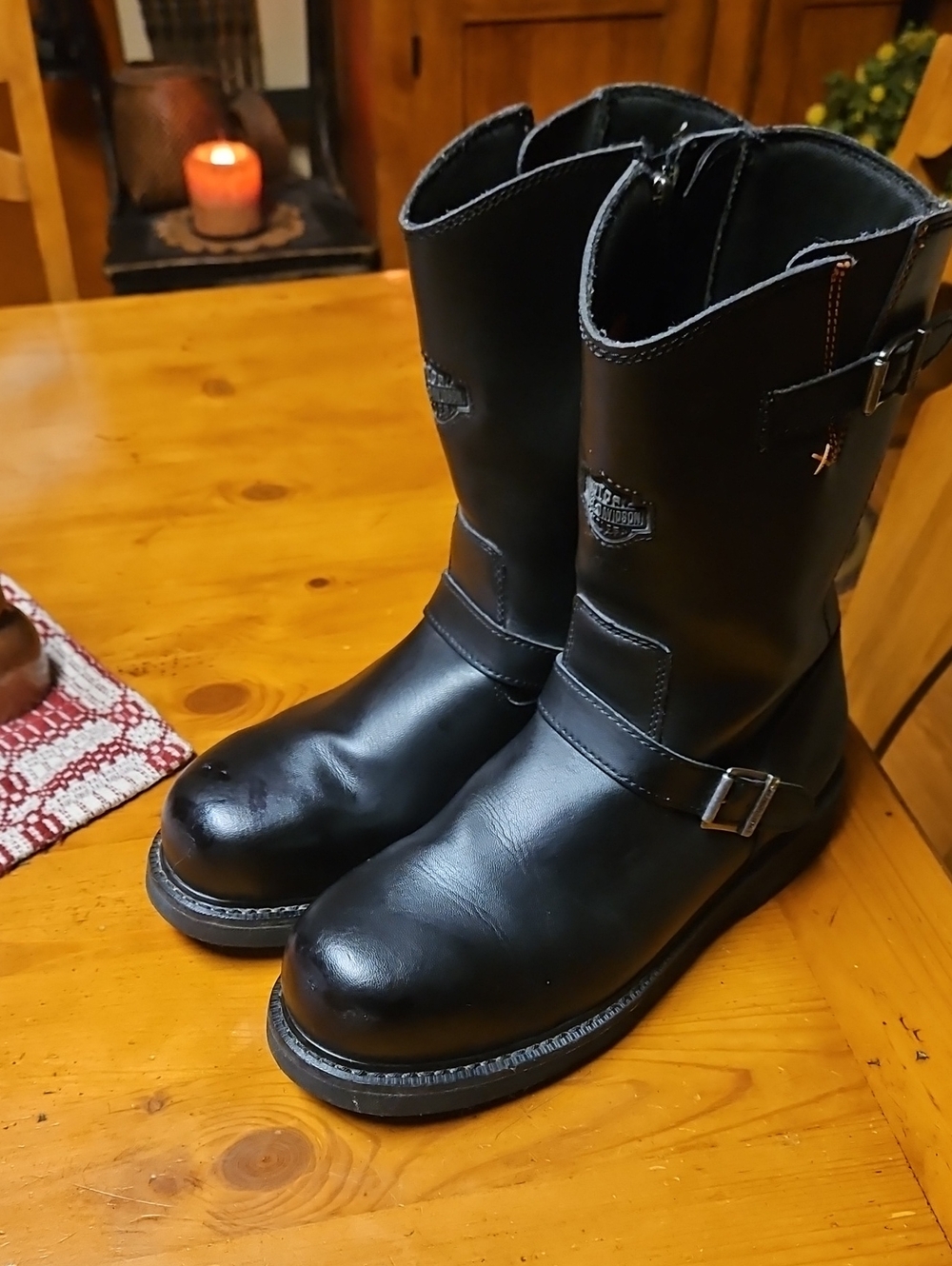 Harley-Davidson Black Leather Engineer Steel Toed Boots